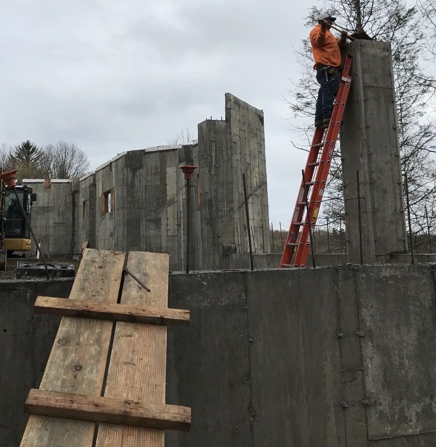 Tall stripped foundation walls